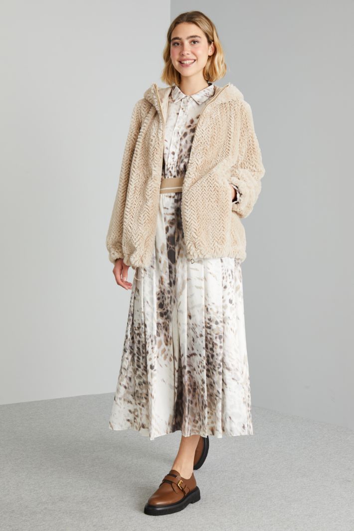 Gonna in twill con pieghe - PANNA MARRONE - Fashion Market