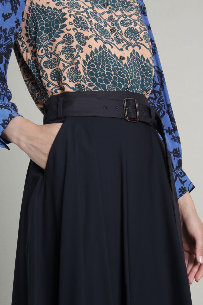 Gonna in twill e cady - BLU - Fashion Market - 3