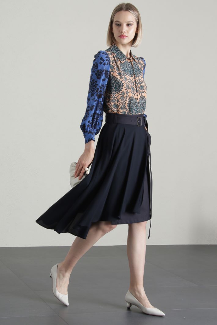 Gonna in twill e cady - BLU - Fashion Market
