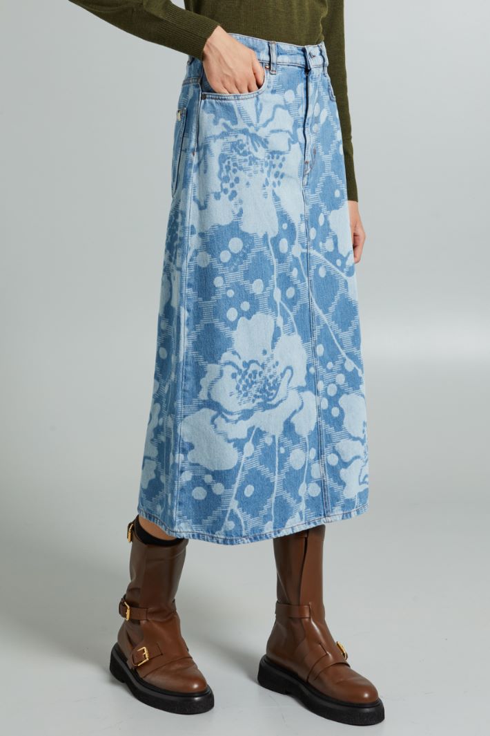 Gonna in denim stampato - AZZURRO DENIM - Fashion Market - 2