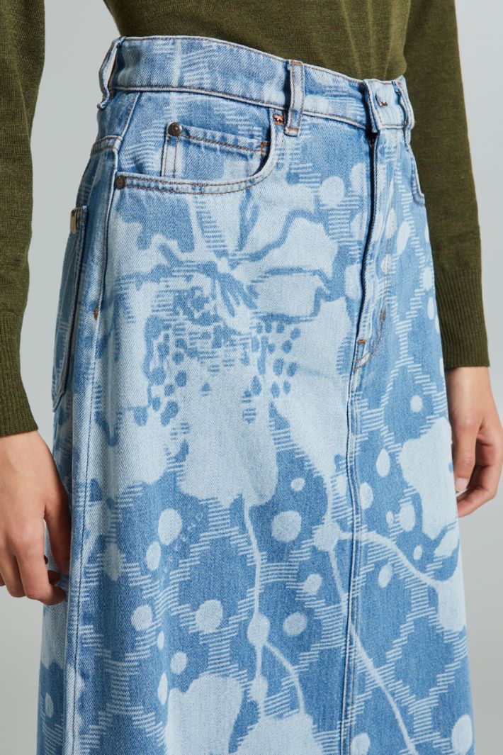 Gonna in denim stampato - AZZURRO DENIM - Fashion Market - 3