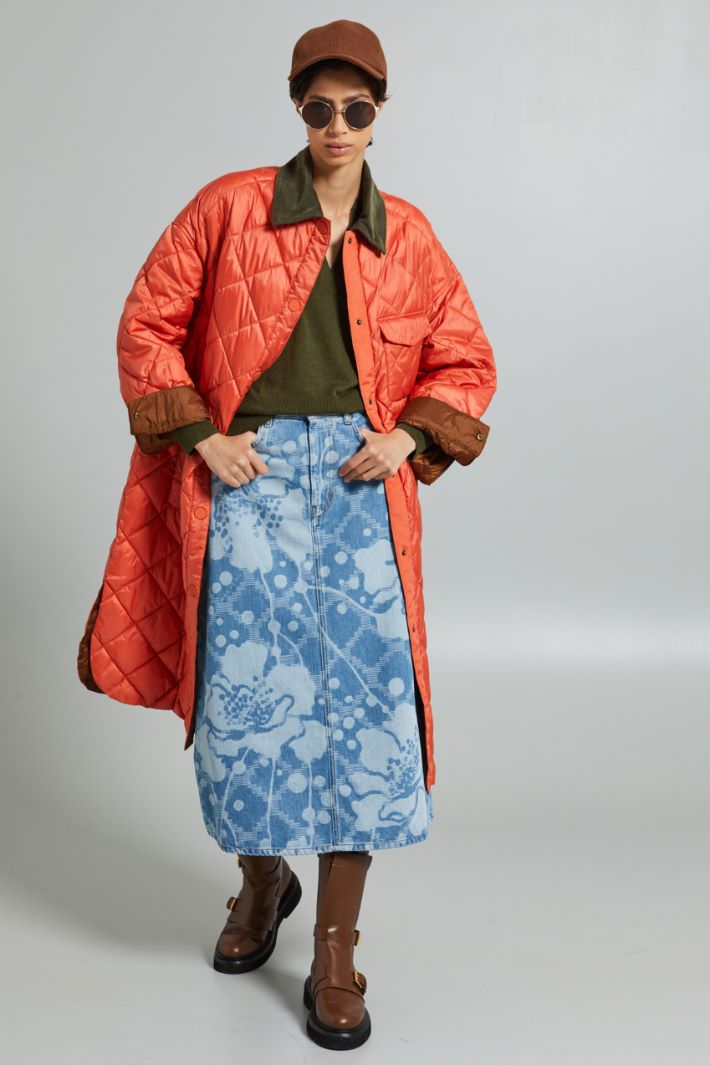 Gonna in denim stampato - AZZURRO DENIM - Fashion Market