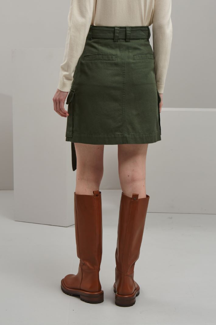 Gonna corta in gabardina - VERDE OLIVA - Fashion Market - 4