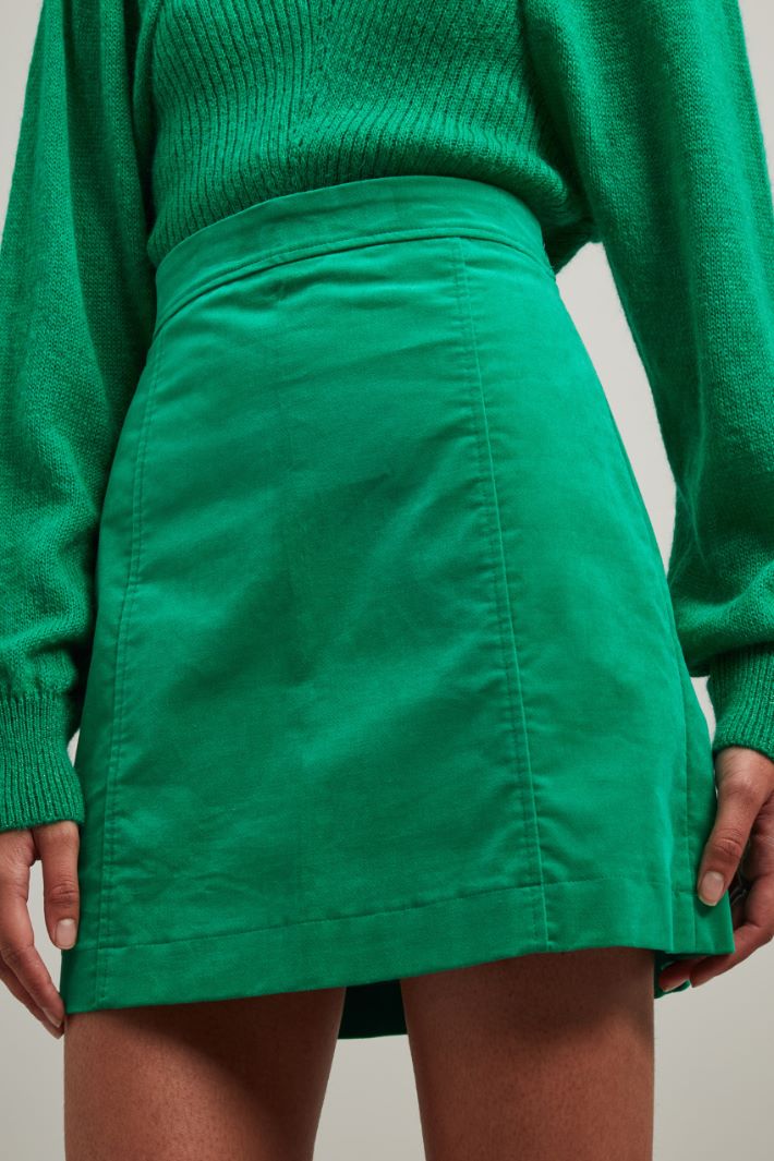 Gonna corta in velluto - VERDE SMERALDO - Fashion Market - 3