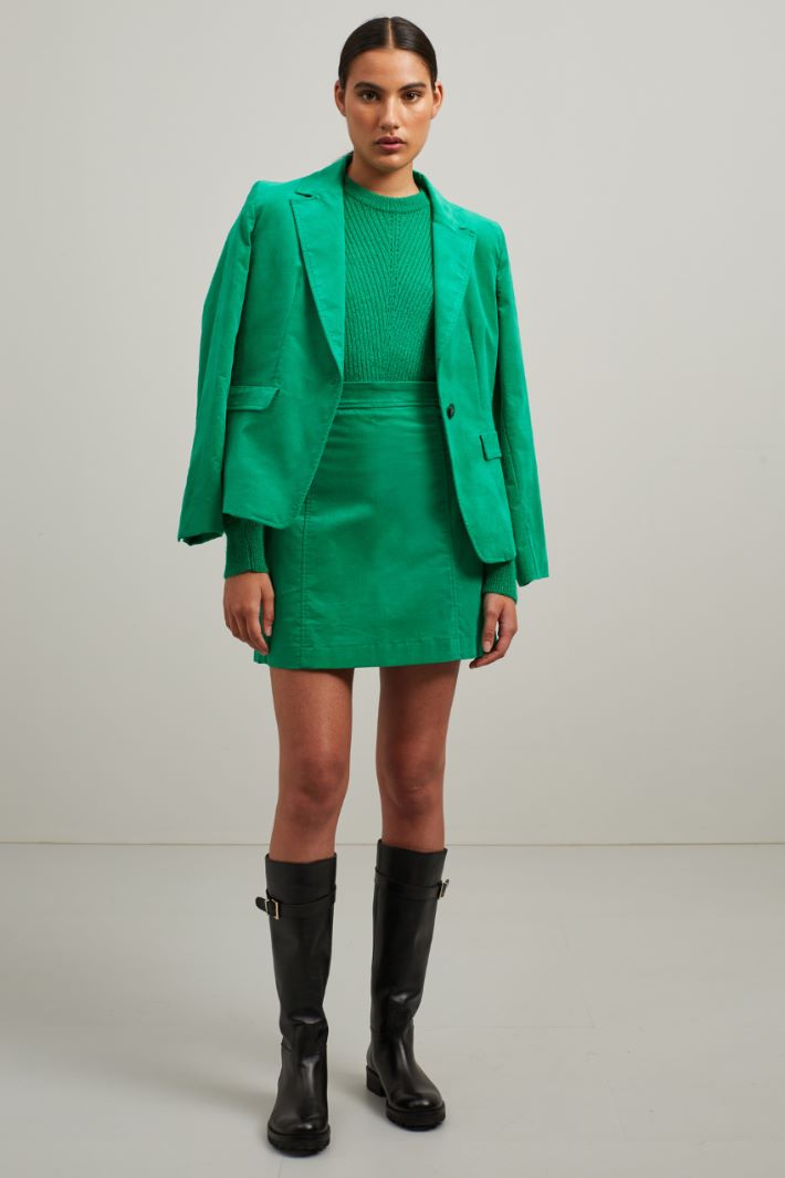 Gonna corta in velluto - VERDE SMERALDO - Fashion Market