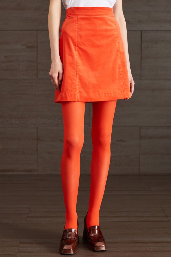 Gonna corta in velluto - ARANCIONE - Fashion Market - 2