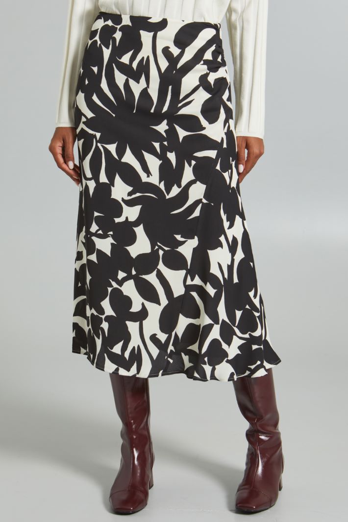 Gonna in viscosa  - NERO BIANCO - Fashion Market - 2