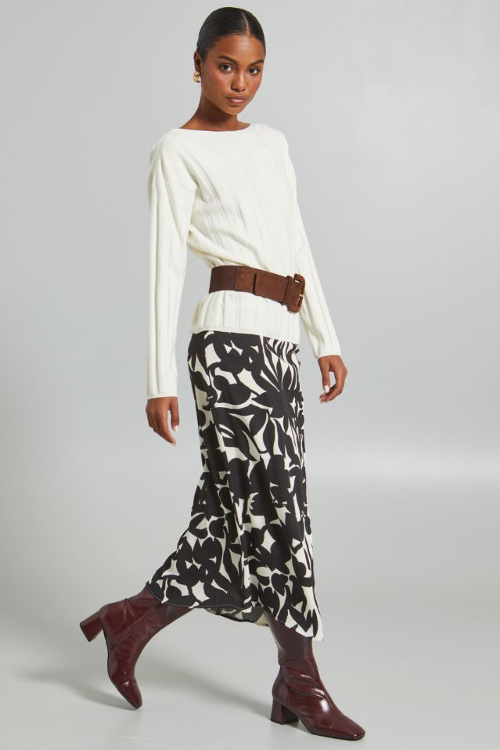 Gonna in viscosa  - NERO BIANCO - Fashion Market