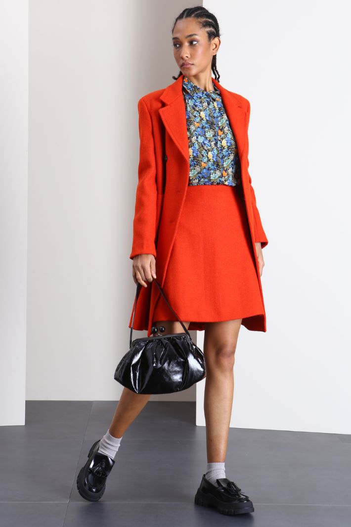 Minigonna ad A in lana - ARANCIONE - Fashion Market