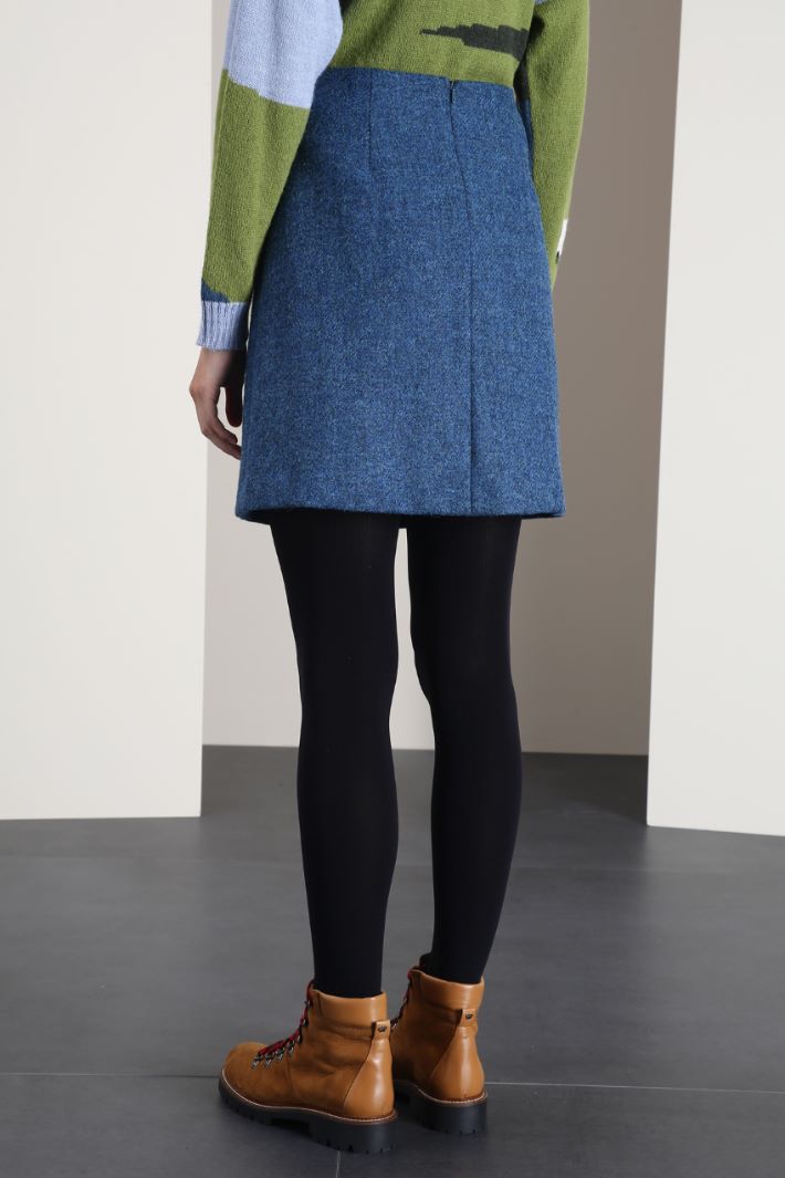 Minigonna ad A in lana - BLU - Fashion Market - 3