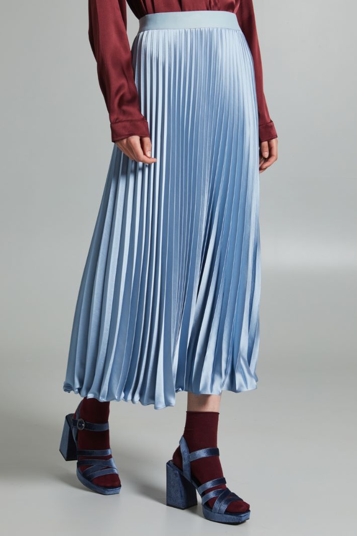 Gonna plissé in raso - AZZURRO PASTELLO - Fashion Market - 2