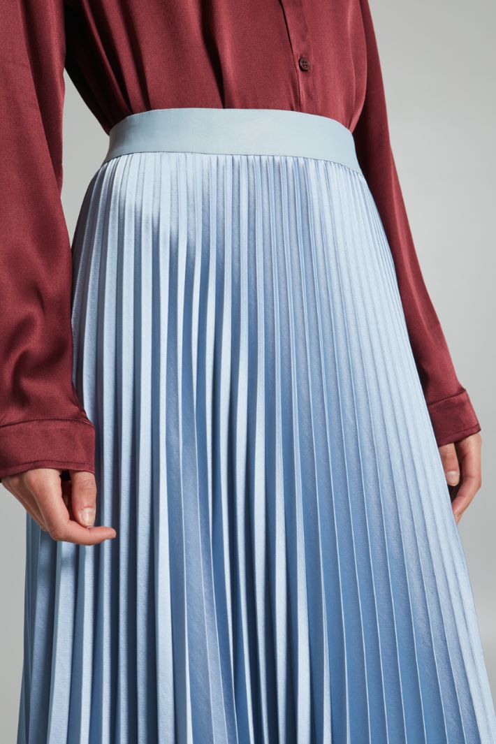 Gonna plissé in raso - AZZURRO PASTELLO - Fashion Market - 3