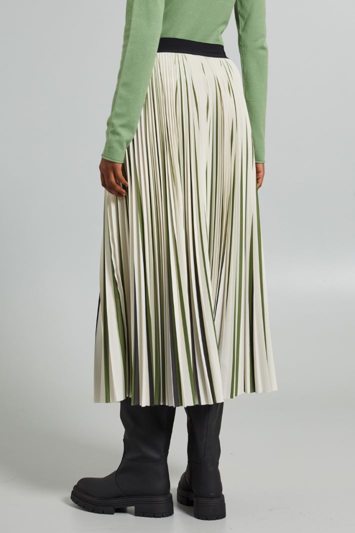 Gonna plissettata stampata - BIANCO VERDE NERO - Fashion Market - 4