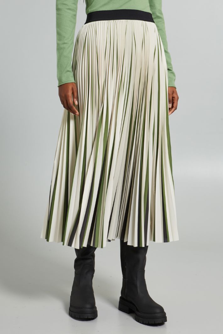 Gonna plissettata stampata - BIANCO VERDE NERO - Fashion Market - 2