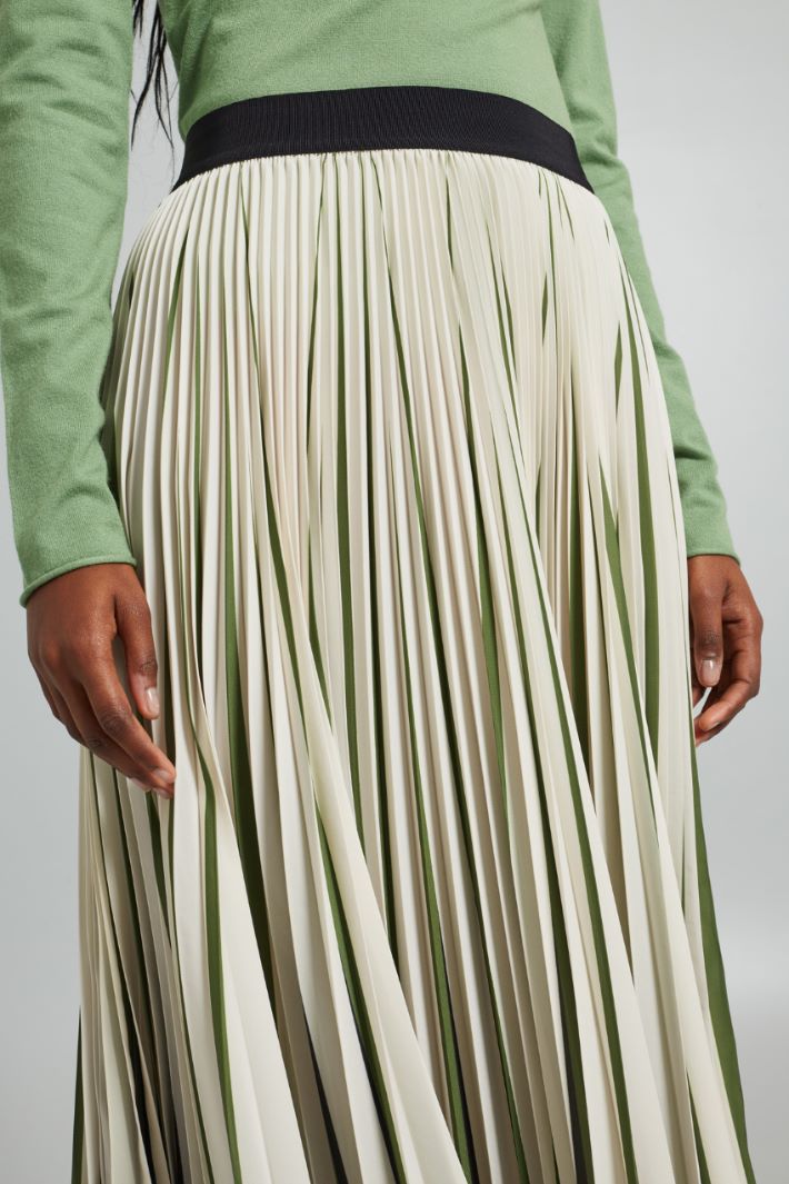 Gonna plissettata stampata - BIANCO VERDE NERO - Fashion Market - 3