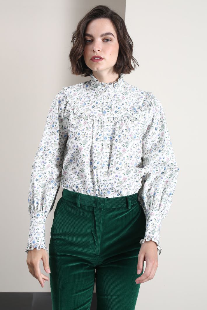 Camicia in twill di cotone - BIANCO VERDE - Fashion Market - 2