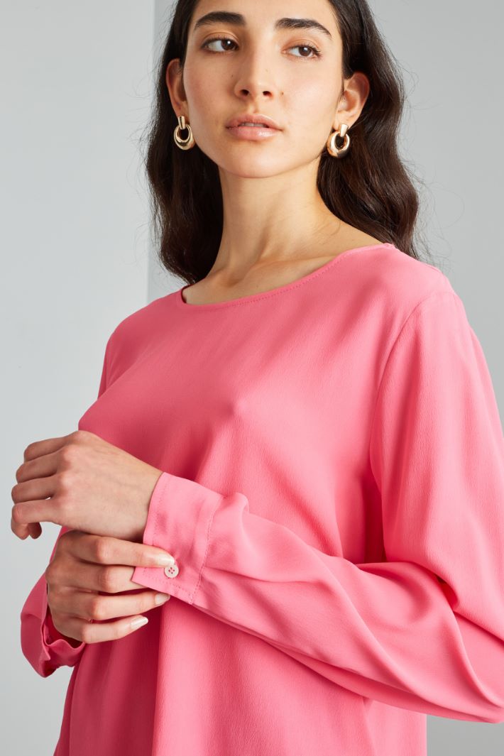 Blusa asimmetrica in crépe - ROSA ACCESO - Fashion Market - 3