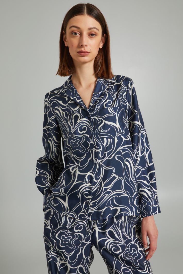 Casacca con rever - BLU SCURO BIANCO - Fashion Market - 2