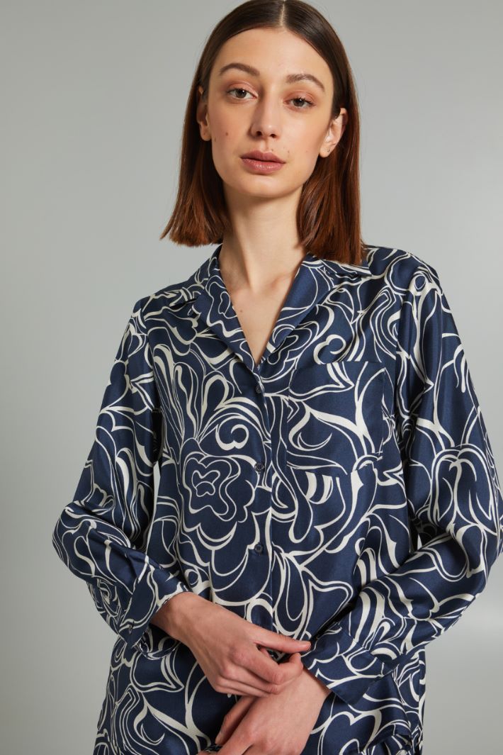 Casacca con rever - BLU SCURO BIANCO - Fashion Market - 3