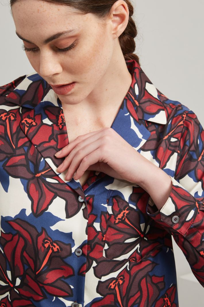 Camicia in twill di seta - BORDEAUX BLU BIANCO - Fashion Market - 3