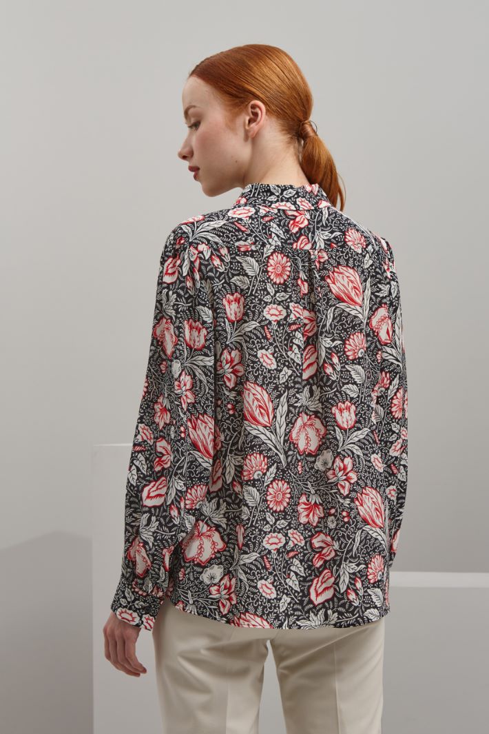 Camicia in pura seta - NERO BIANCO ROSSO - Fashion Market - 4