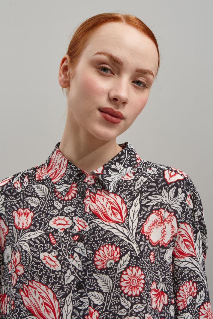Camicia in pura seta - NERO BIANCO ROSSO - Fashion Market - 3