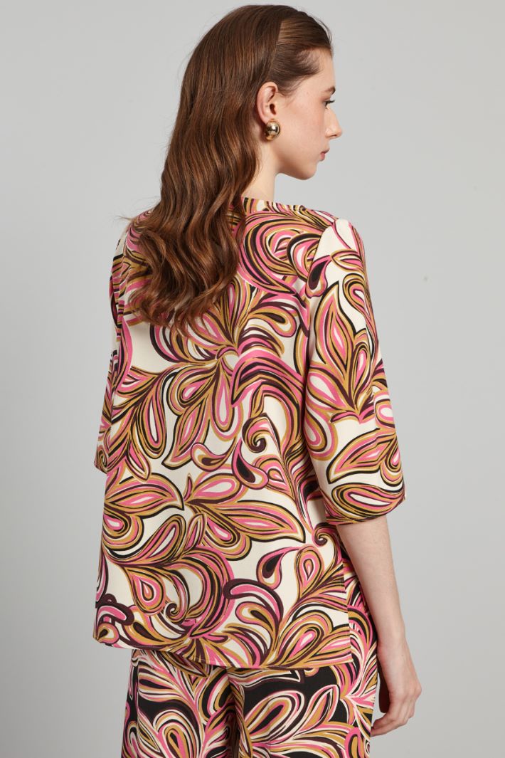 Blusa asimmetrica in sablé - ROSA GIALLO PANNA - Fashion Market - 4