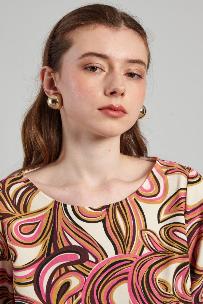 Blusa asimmetrica in sablé - ROSA GIALLO PANNA - Fashion Market - 3