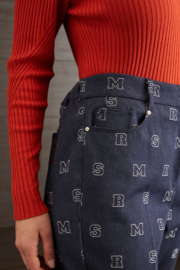 Jeans in denim jacquard - BLU DENIM BIANCO - Fashion Market - 3