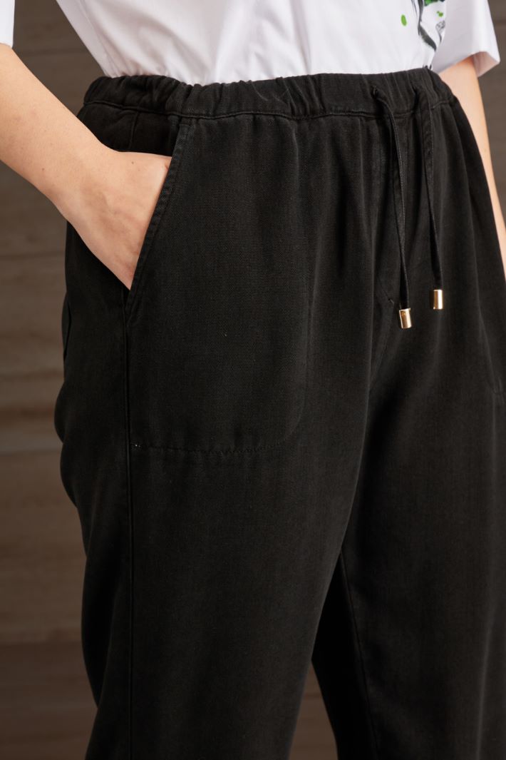 Jogger in gabardina - NERO - Fashion Market - 3