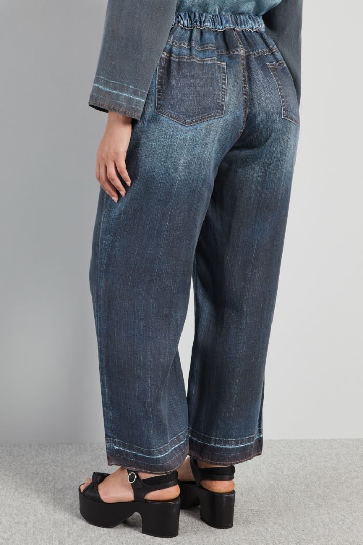 Pantaloni cropped stampati - AZZURRO DENIM - Fashion Market - 4