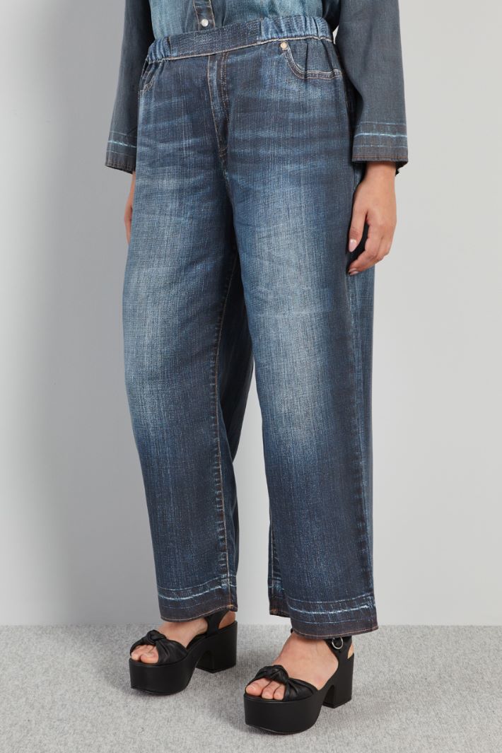 Pantaloni cropped stampati - AZZURRO DENIM - Fashion Market - 2