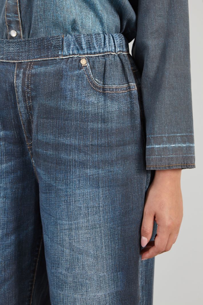Pantaloni cropped stampati - AZZURRO DENIM - Fashion Market - 3