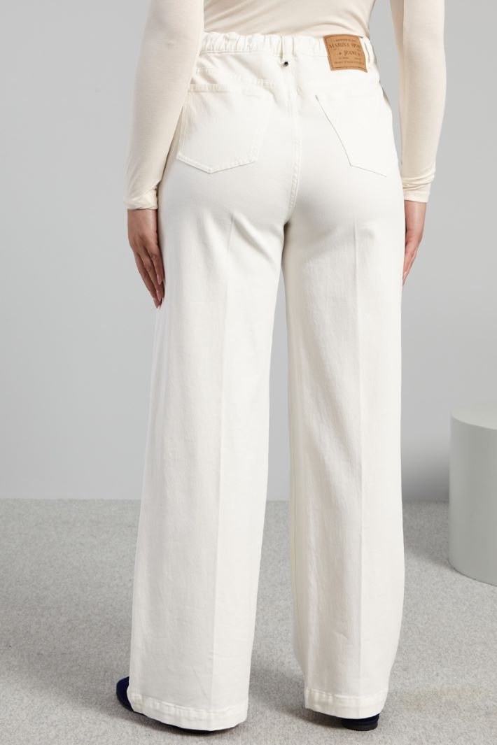 Pantaloni in bull di cotone - BIANCO - Fashion Market - 4