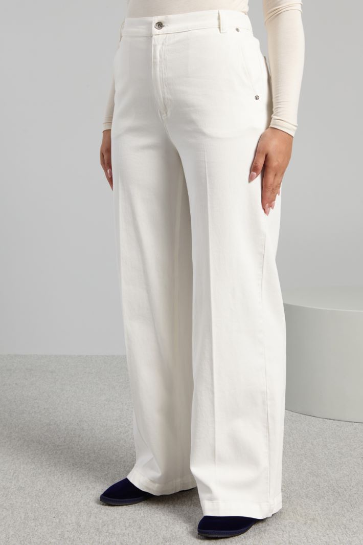 Pantaloni in bull di cotone - BIANCO - Fashion Market - 2