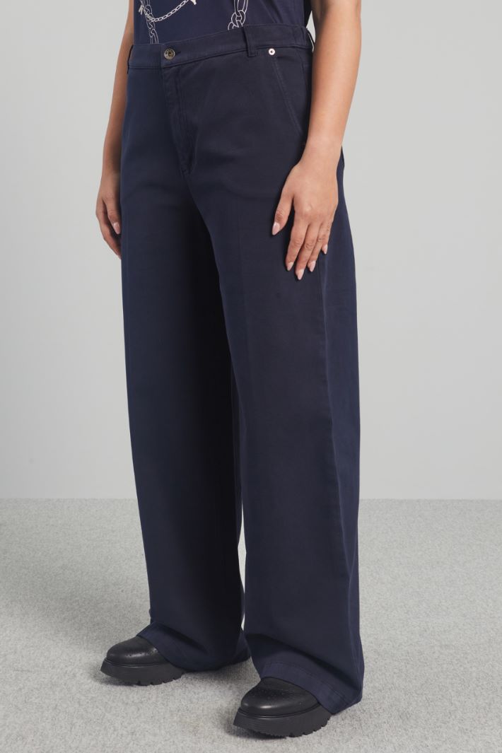 Pantaloni in bull di cotone - BLU NOTTE - Fashion Market - 2
