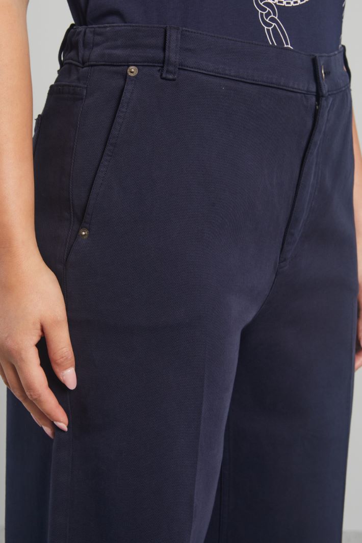 Pantaloni in bull di cotone - BLU NOTTE - Fashion Market - 3