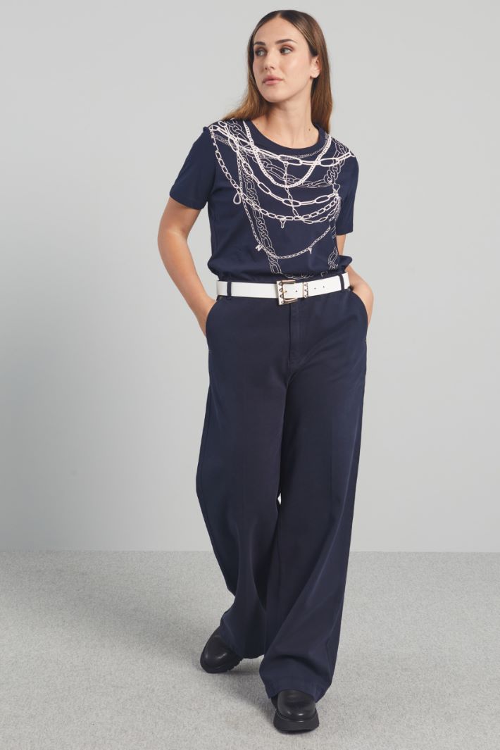 Pantaloni in bull di cotone - BLU NOTTE - Fashion Market