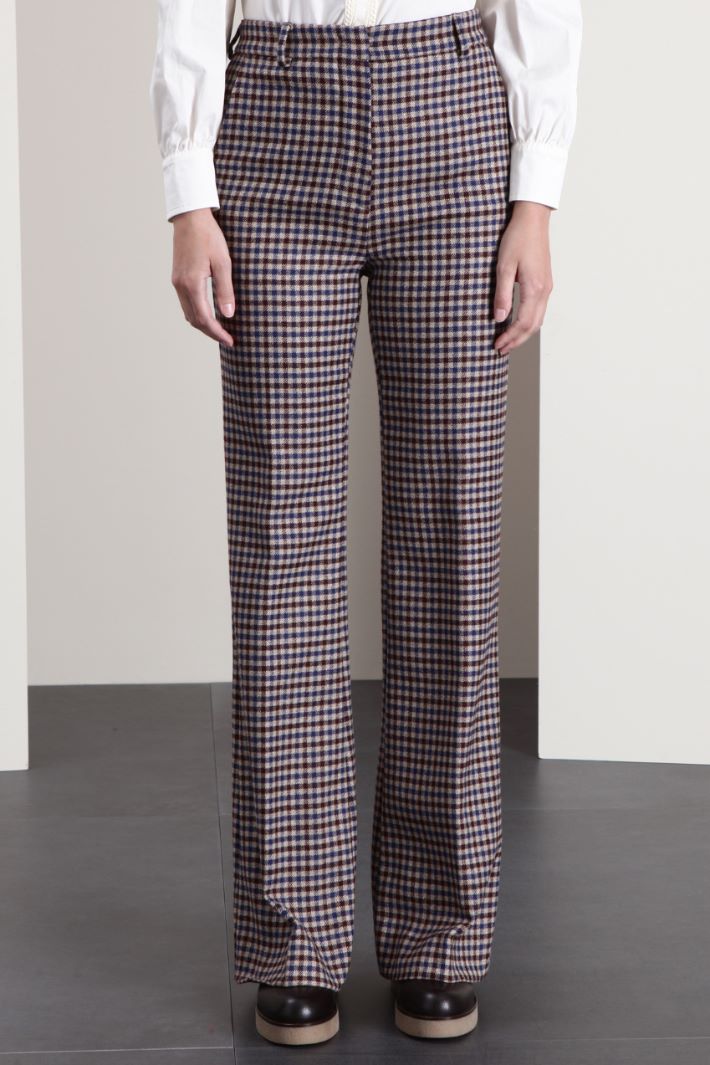 Pantaloni in batavia di lana - MARRONE BEIGE BLU - Fashion Market - 4