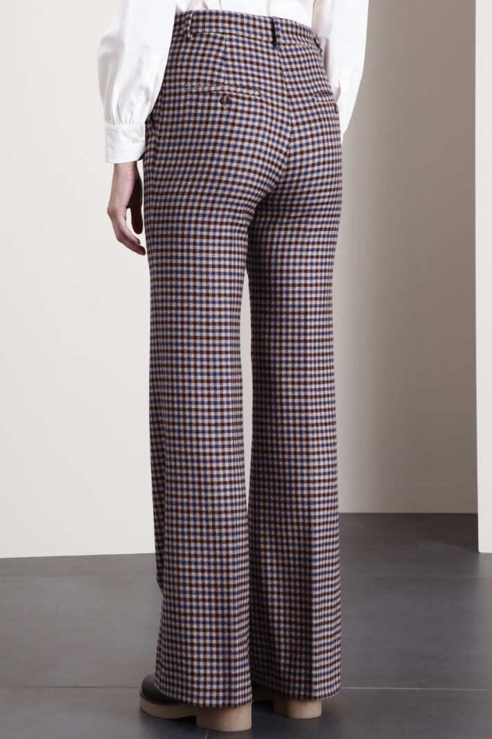 Pantaloni in batavia di lana - MARRONE BEIGE BLU - Fashion Market - 2