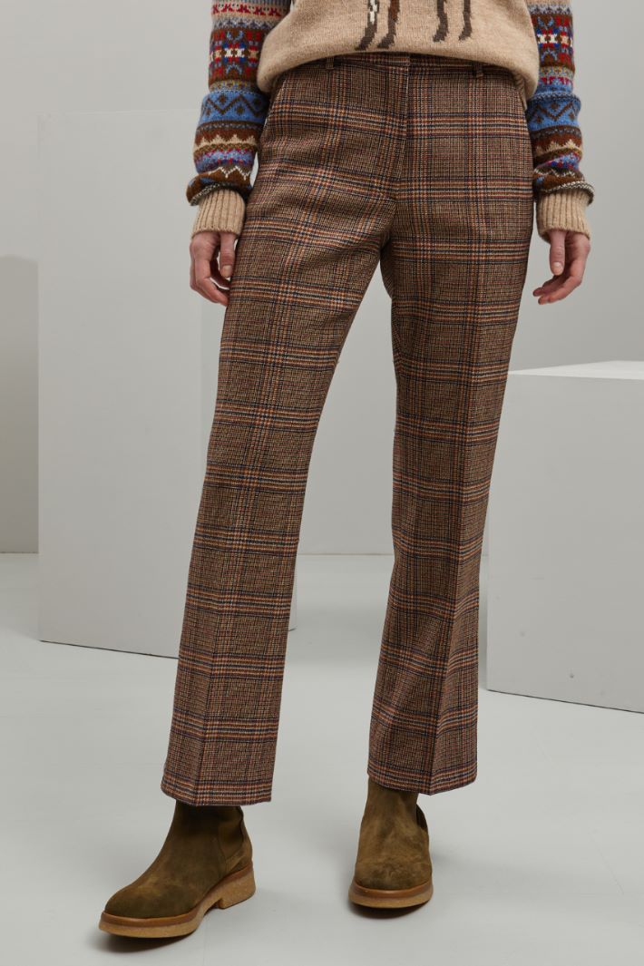 Pantaloni in stuoia di lana - TABACCO NERO BLU - Fashion Market - 2