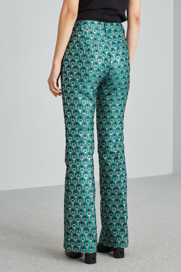 Pantaloni jacquard lamè - PAVONE ARGENTO NERO - Fashion Market - 4