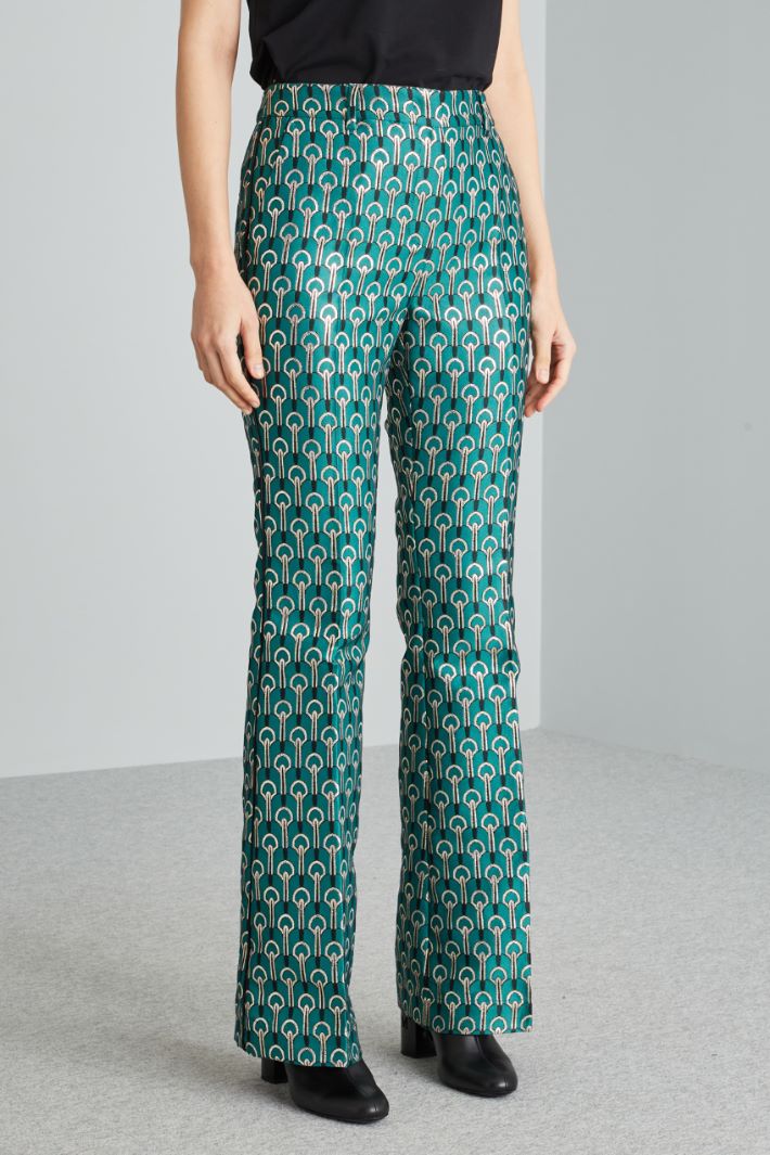 Pantaloni jacquard lamè - PAVONE ARGENTO NERO - Fashion Market - 2