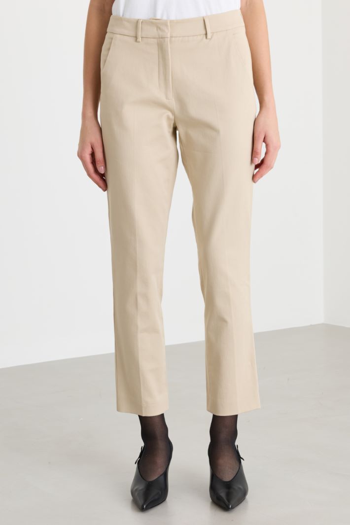 Pantaloni in twill di cotone - BEIGE - Fashion Market - 2