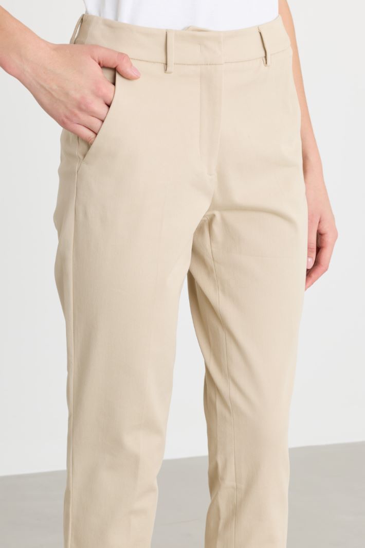 Pantaloni in twill di cotone - BEIGE - Fashion Market - 3