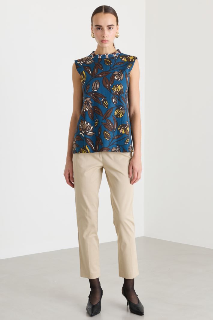 Pantaloni in twill di cotone - BEIGE - Fashion Market