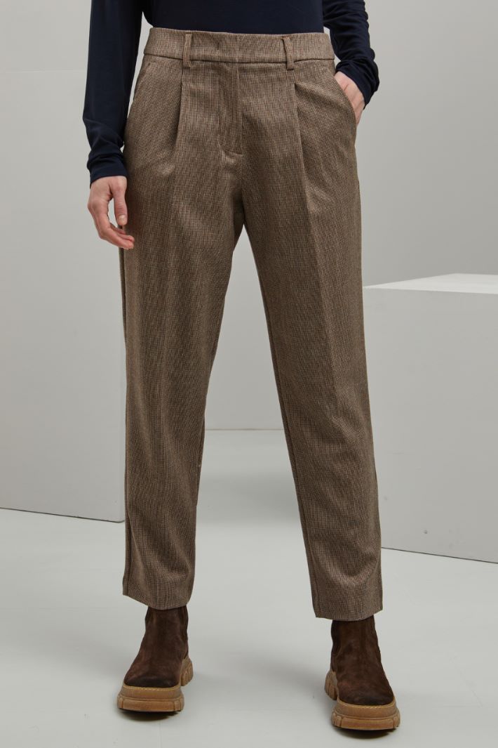 Pantaloni in flanella di lana - MARRONE SABBIA GRIGIO - Fashion Market - 2