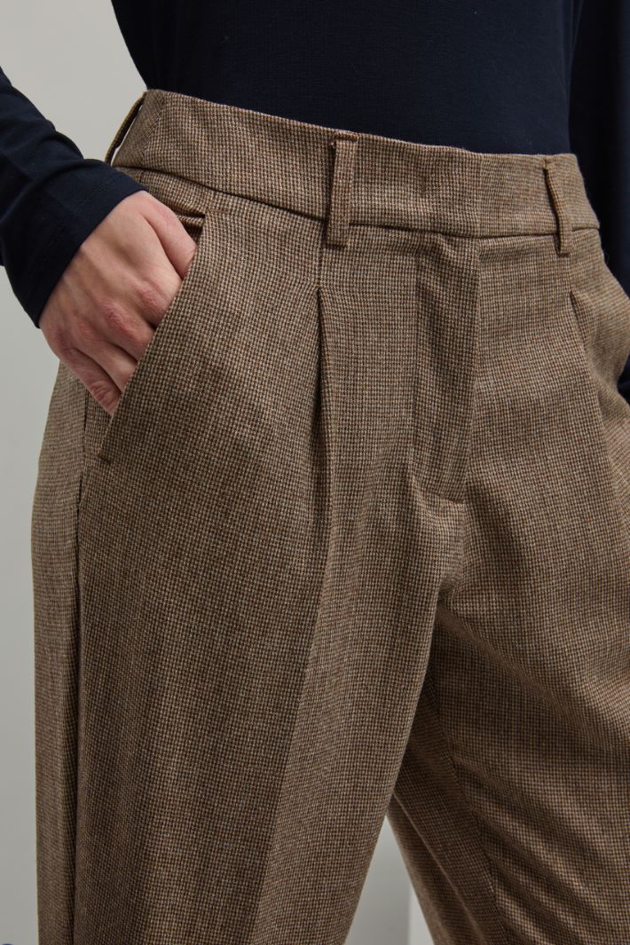 Pantaloni in flanella di lana - MARRONE SABBIA GRIGIO - Fashion Market - 3