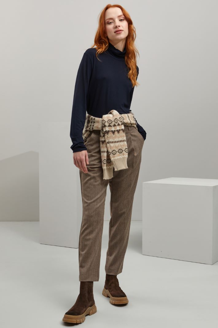 Pantaloni in flanella di lana - MARRONE SABBIA GRIGIO - Fashion Market