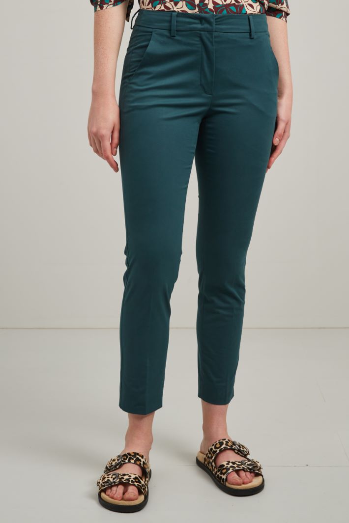 Pantaloni in levantina - VERDE PAVONE - Fashion Market - 2